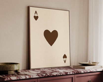 Ace Of Hearts Brown Canvas