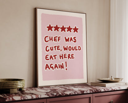 Chef Was Cute Pink Canvas
