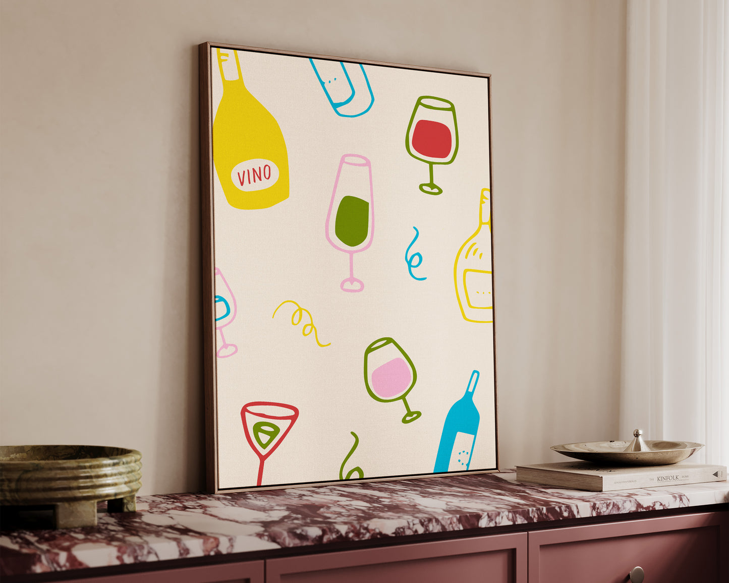 Colourful Wine Glasses Canvas