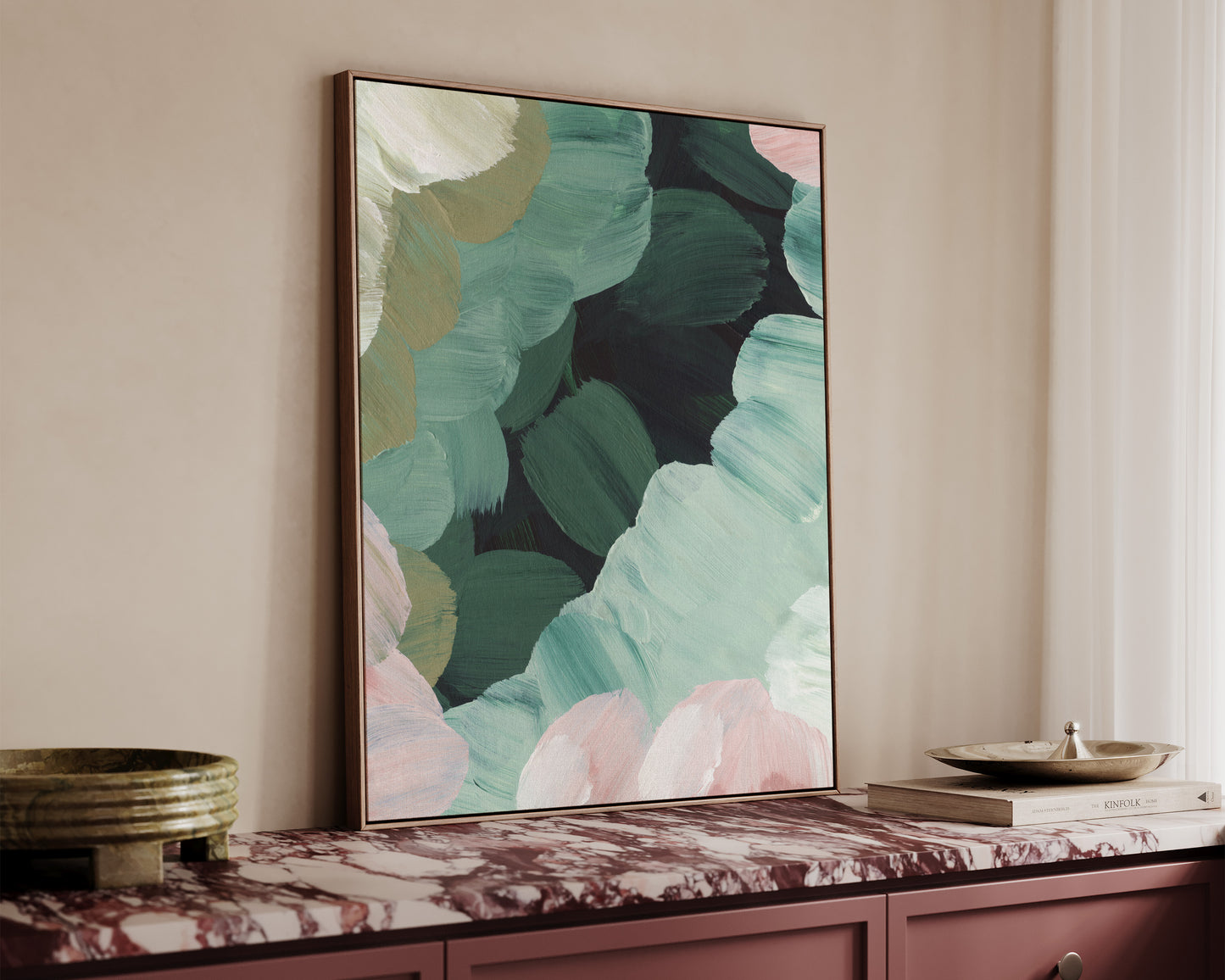 Forest Green & Pink No. 1 Canvas