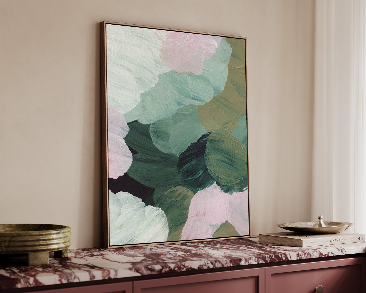 Forest Green & Pink No. 2 Canvas
