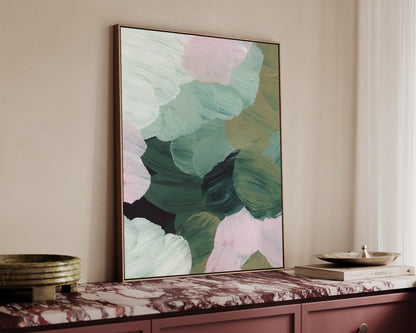 Forest Green & Pink No. 2 Canvas