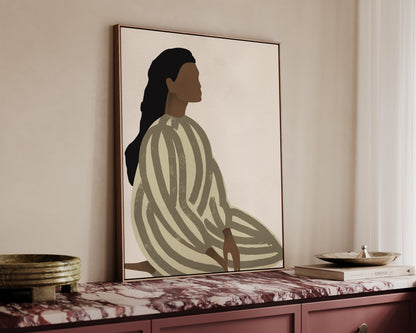 Green Striped Lady Canvas