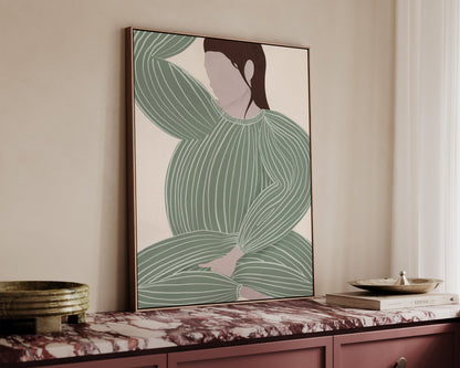 Green Striped Lady No.2 Canvas