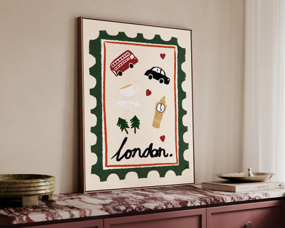 London Postage Stamp Canvas