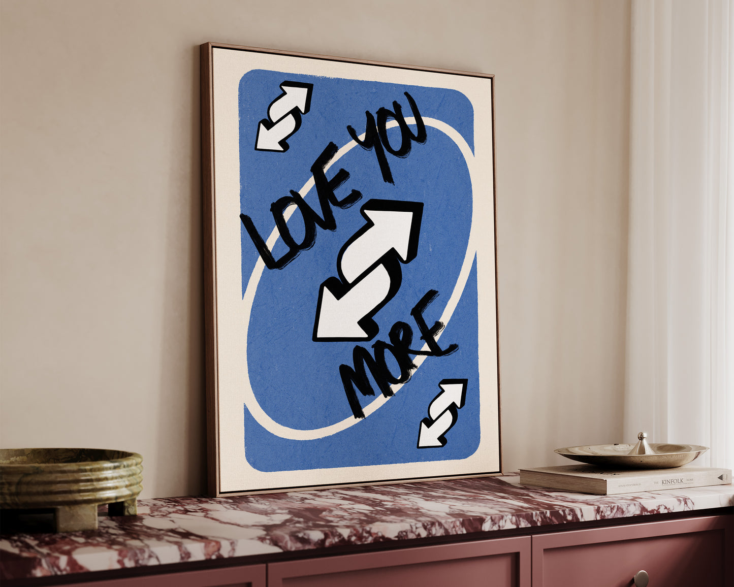 Love You More Blue Canvas