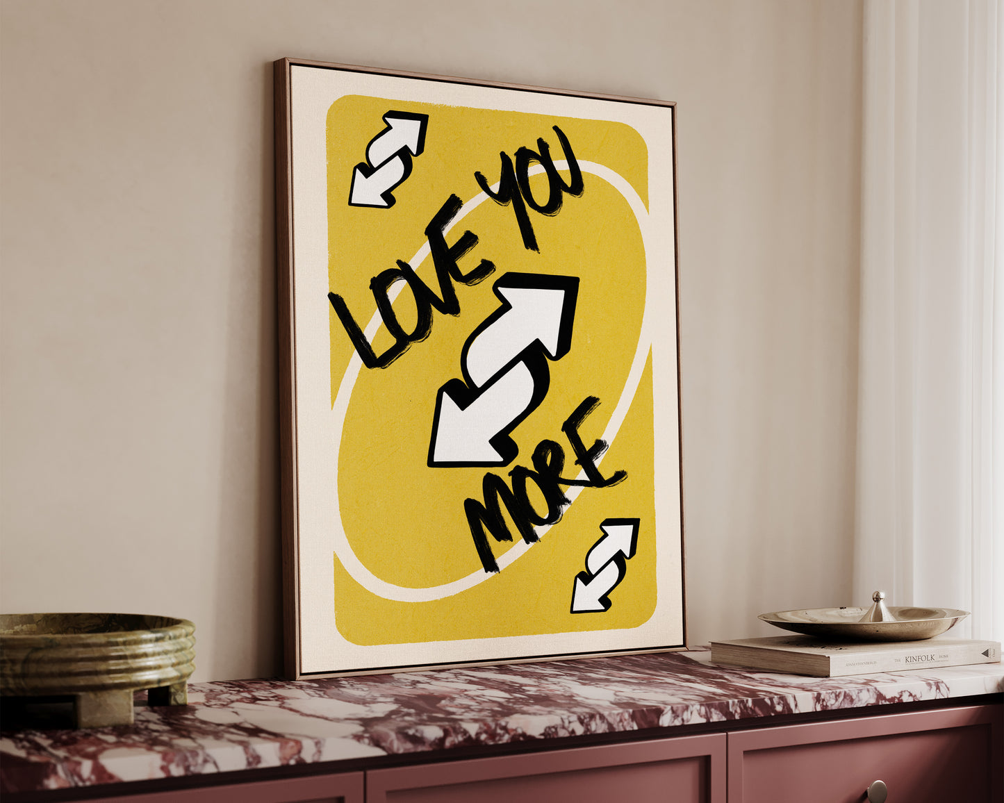 Love You More Yellow Canvas