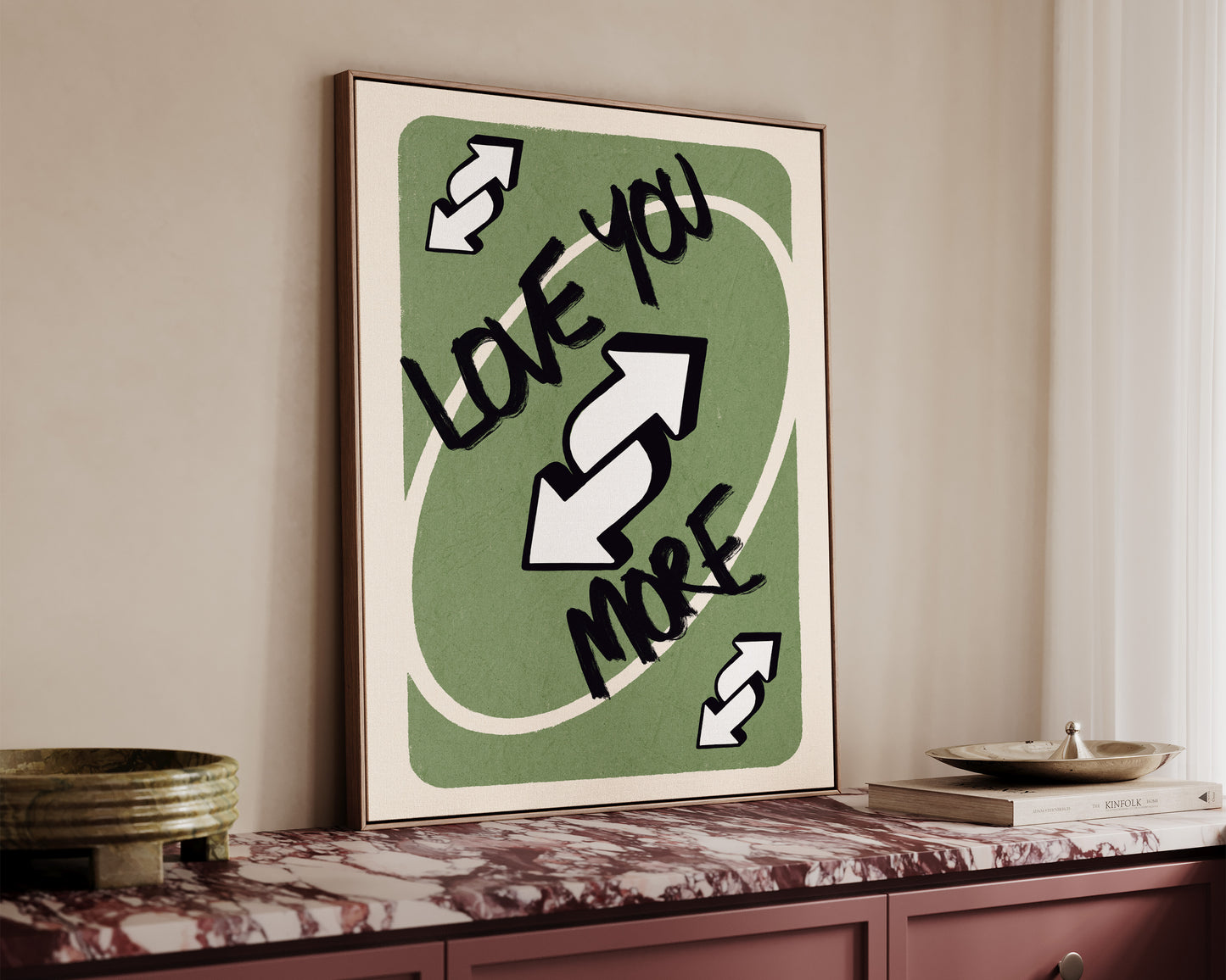 Love You More Green Canvas
