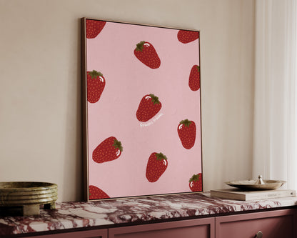 Pink Strawberries Canvas