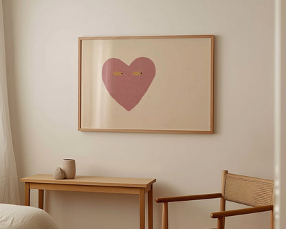 Pink Heart Side Eye Print