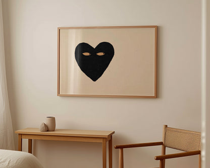 Black Heart Side Eye Print