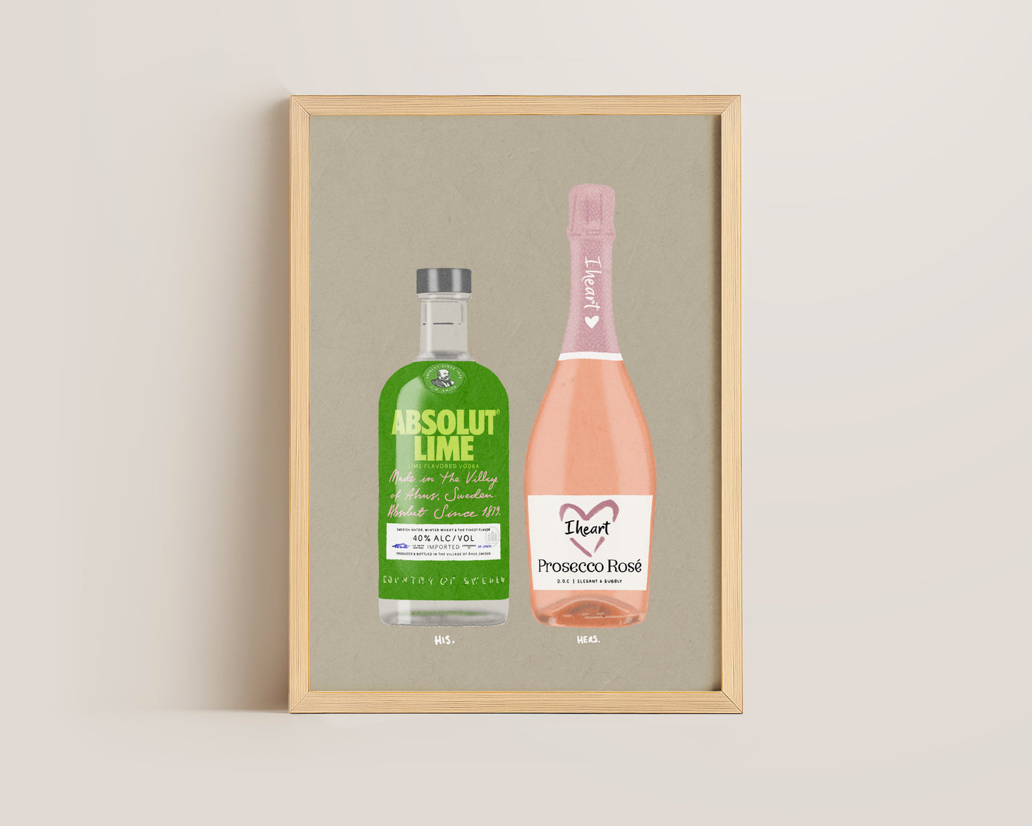 Absolut Lime & I Heart Prosecco Print