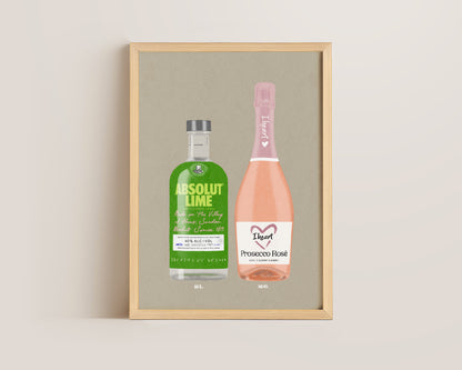 Absolut Lime & I Heart Prosecco Print