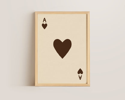 Ace Of Hearts Brown Print