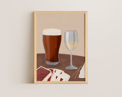 Ale & White Wine Date Night Print