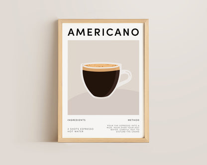 Americano Coffee Recipe Print