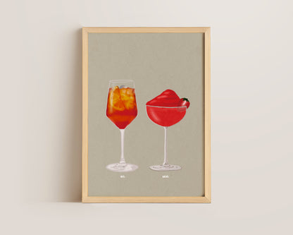 Aperol Spritz & Frozen Strawberry Daiquiri Print
