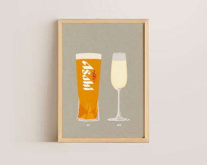 Asahi & Champagne Print