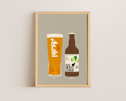 Asahi & Old Mout Kiwi & Lime Print