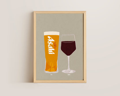 Asahi & Red Wine Print