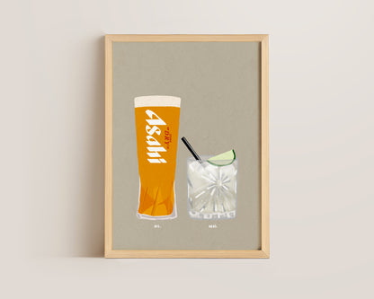 Asahi & Vodka Lime Print