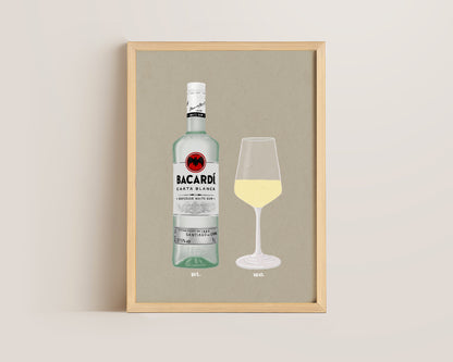 Bacardi Rum & White Wine Print