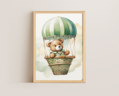 Bear In Hot Air Balloon Print