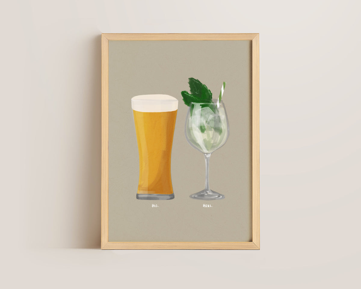Beer No. 2 & Hugo Spritz Couples Drink Print
