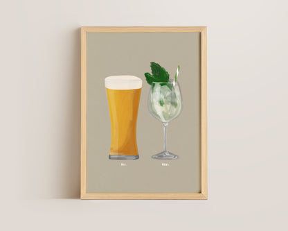 Beer No. 2 & Hugo Spritz Couples Drink Print