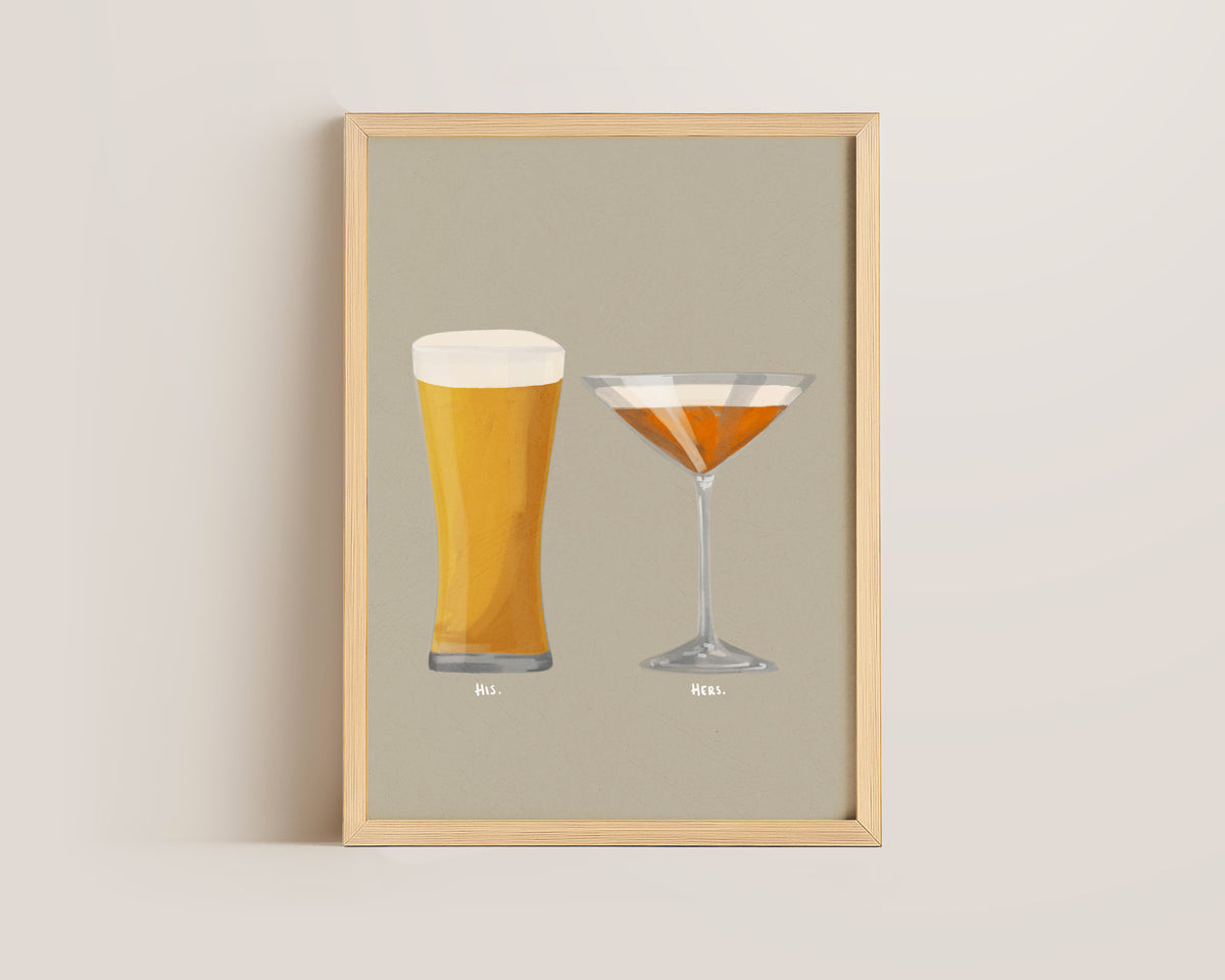 Beer No. 2 & Pornstar Martini Couples Drink Print