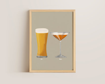 Beer No. 2 & Pornstar Martini Couples Drink Print