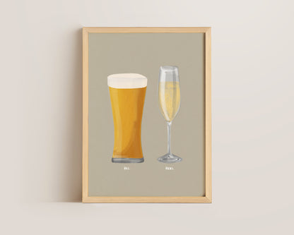 Beer No. 2 & Prosecco Couples Drink Print