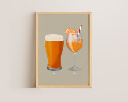 Beer & Aperol Spritz Couples Drink Print