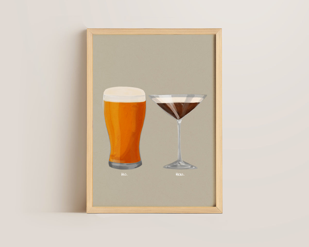 Beer & Espresso Martini Couples Drink Print