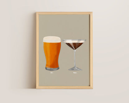 Beer & Espresso Martini Couples Drink Print