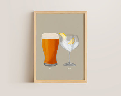 Beer & G&T Couples Drink Print