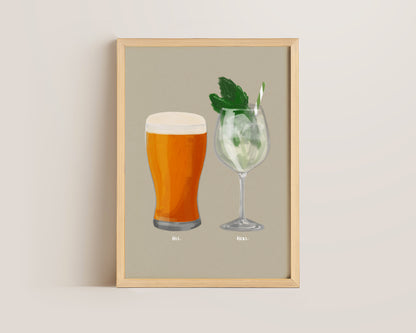 Beer & Hugo Spritz Couples Drink Print