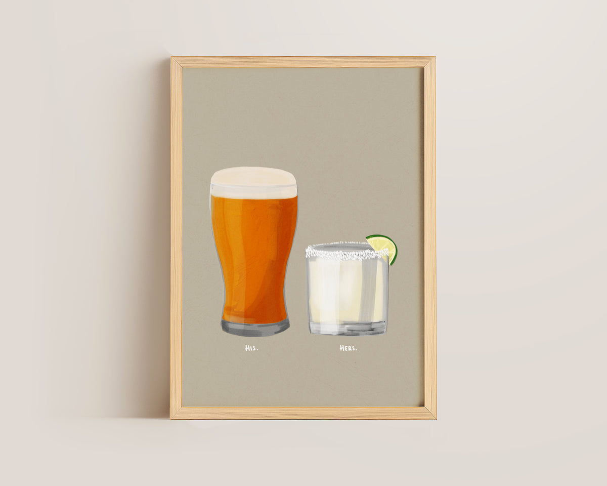 Beer & Margarita Couples Drink Print