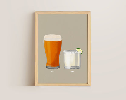 Beer & Margarita Couples Drink Print