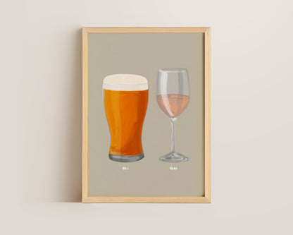 Beer & Rose Wine Couples Drink Print