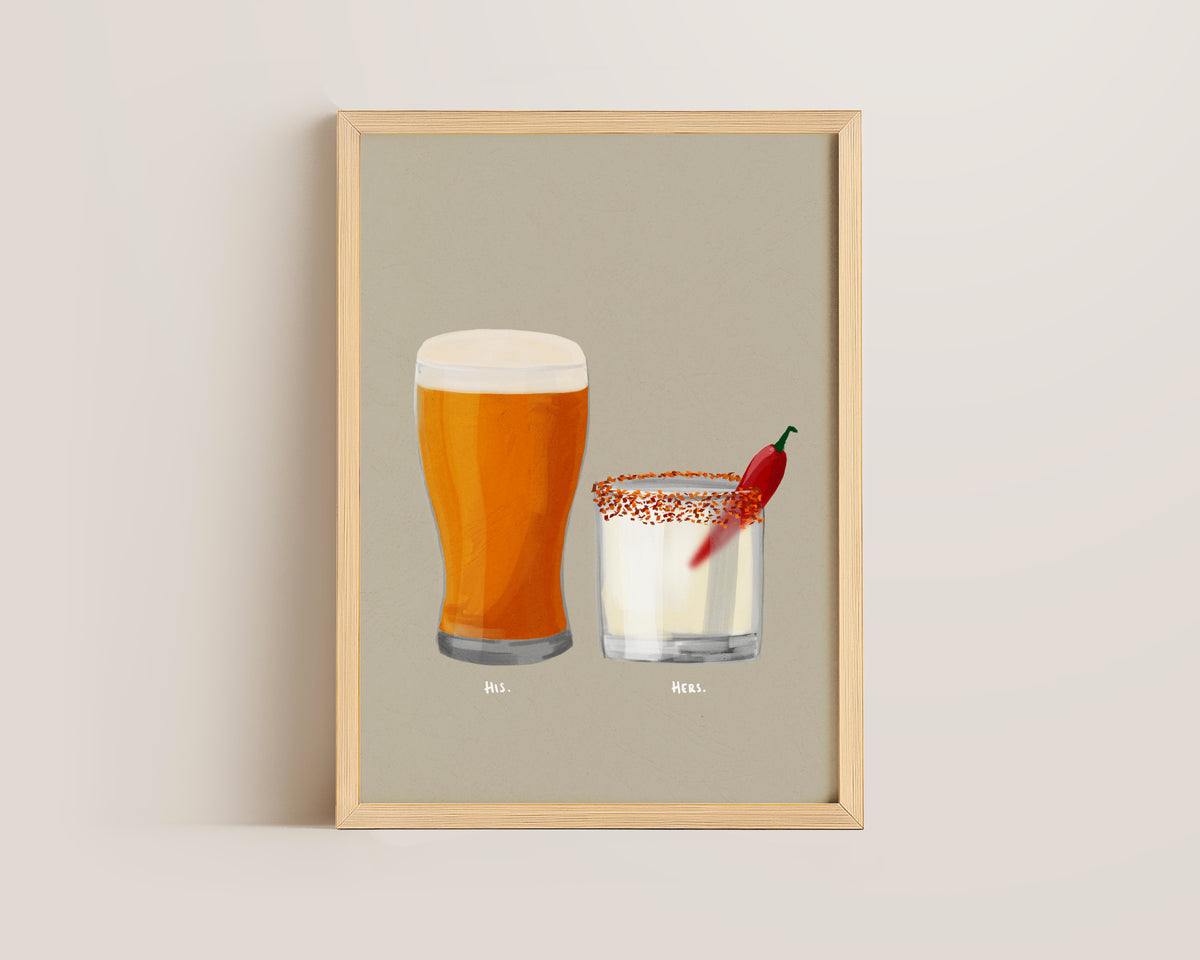 Beer & Spicy Margarita Couples Drink Print