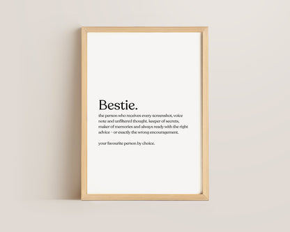 Bestie Definition Print