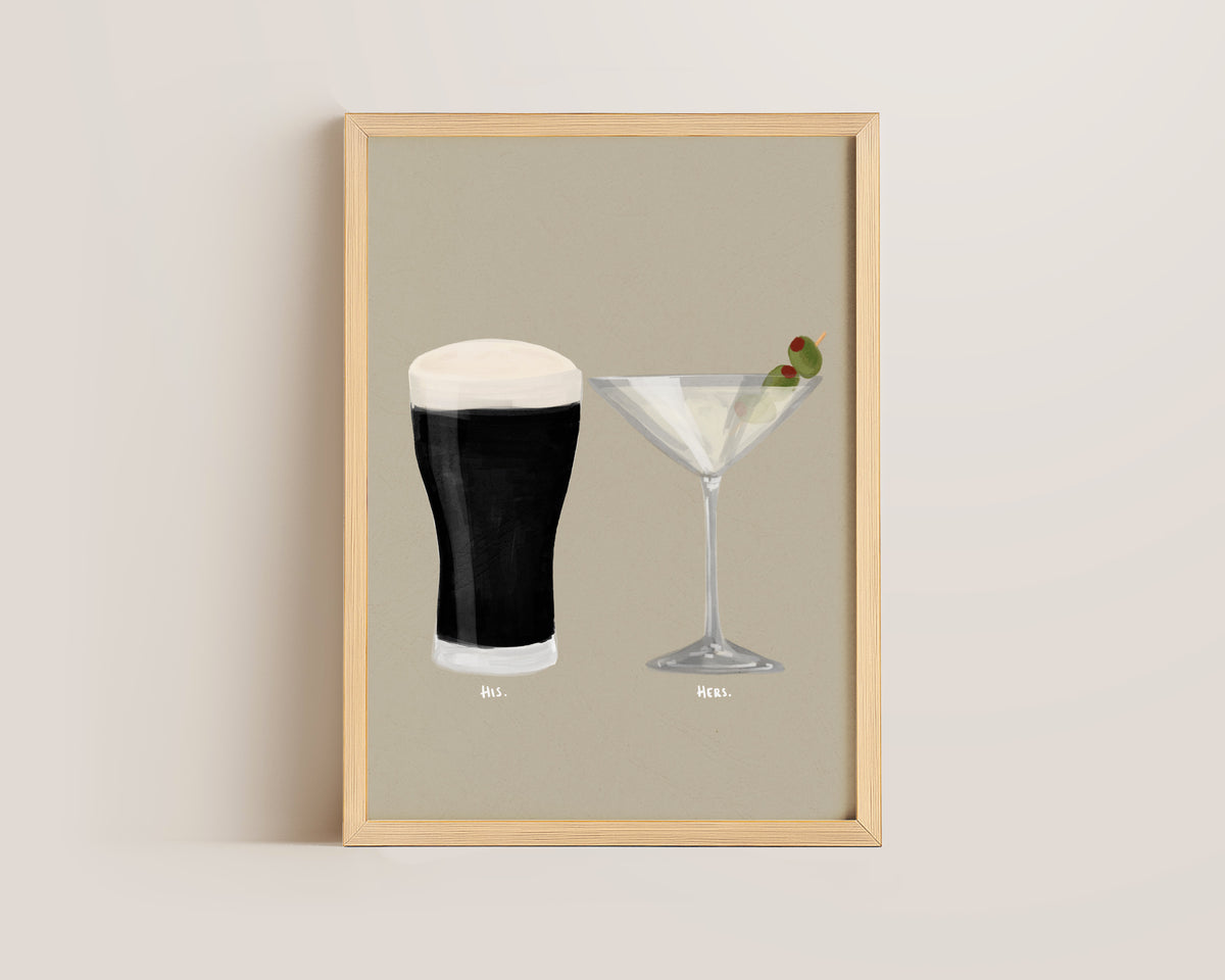 Black Stout & Dirty Martini Couples Drink Print