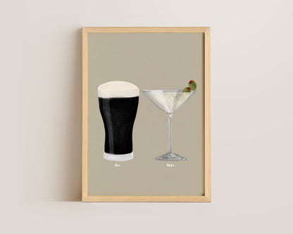 Black Stout & Dirty Martini Couples Drink Print
