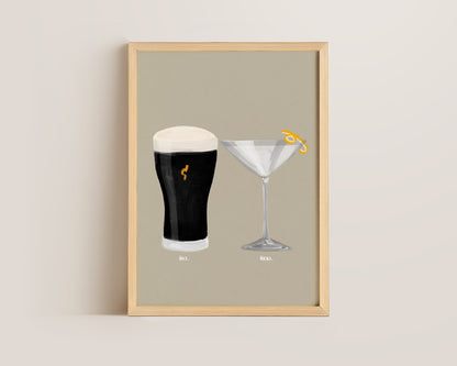 Black Stout & Dry Martini Couples Drink Print