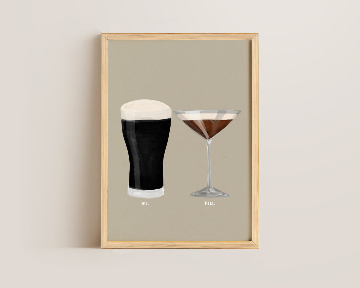 Black Stout & Espresso Martini Couples Drink Print