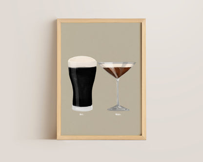 Black Stout & Espresso Martini Couples Drink Print