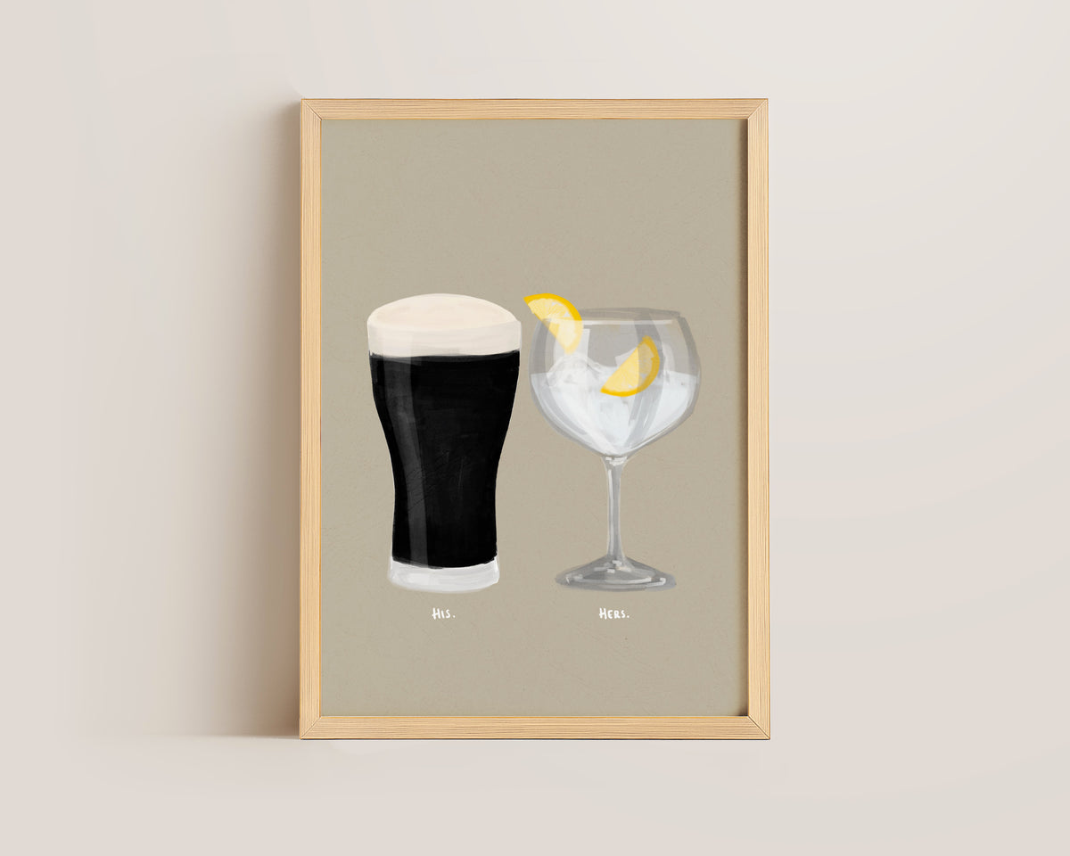 Black Stout & G&T Couples Drink Print