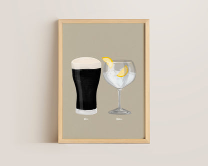 Black Stout & G&T Couples Drink Print
