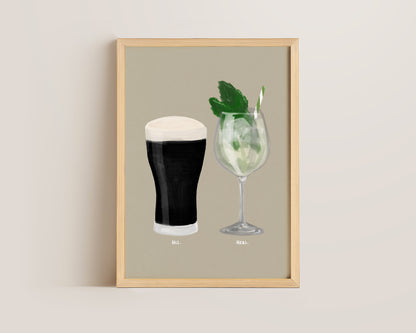 Black Stout & Hugo Spritz Couples Drink Print